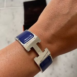 Hermes Clic Clac H Bracelet - Blue/Silver